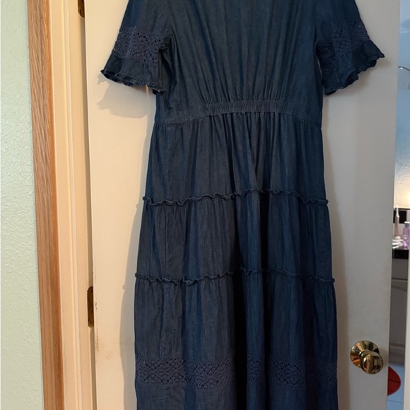 Love shack fancy gap tiered denim dress Prairie look M Get in on Denim Trend - Picture 5 of 8